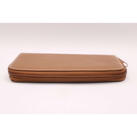 Brown Vinyl Tan Zip Around Wallet Removable Card Holder Organizer NEW Vintage - Picture 3 of 10